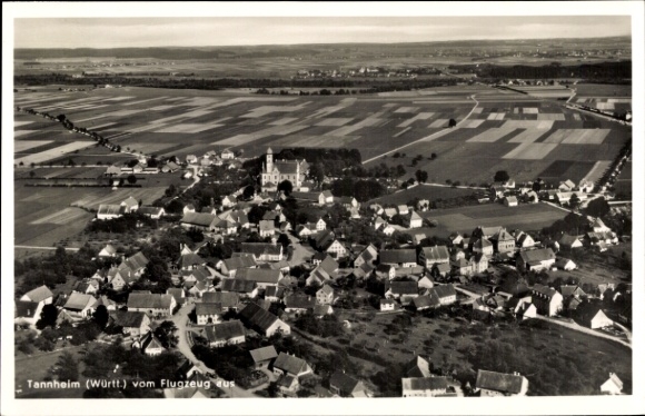 Postcard Tannheim in Württemberg, aerial photograph