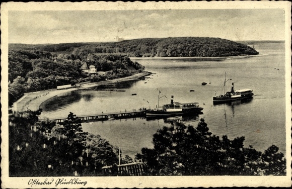 Postcard Glücksburg on the Baltic Sea, steamer at the pier