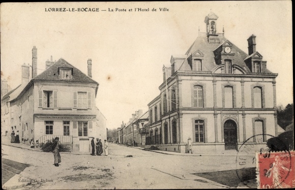 Ak Lorrez-le-Bocage Seine et Marne, Poste en L&#39;Hôtel de Ville
