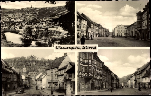 Postcard Wasungen in the Thuringian Forest, village party, long shot