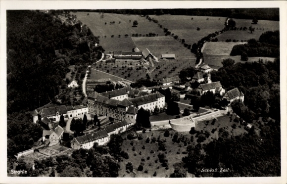 Postcard Leutkirch im Allgäu Württemberg, Zeil Castle, aerial photograph