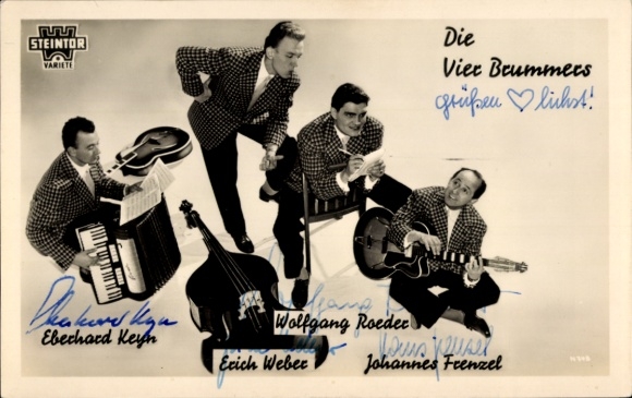 Ak Die Vier Brummers, Eberhard Keyn, Wolfgang Roeder, Erich Weber, Johannes Frenzel, Autogramme