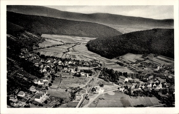 Postcard Schippach Miltenberg am Main Lower Franconia, aerial photograph