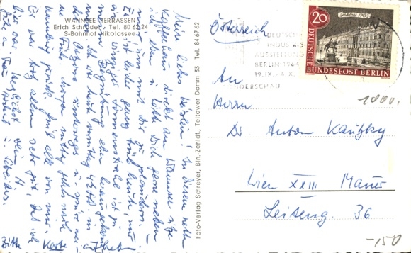 Postcard Berlin Zehlendorf Nikolassee, Wannsee Terraces