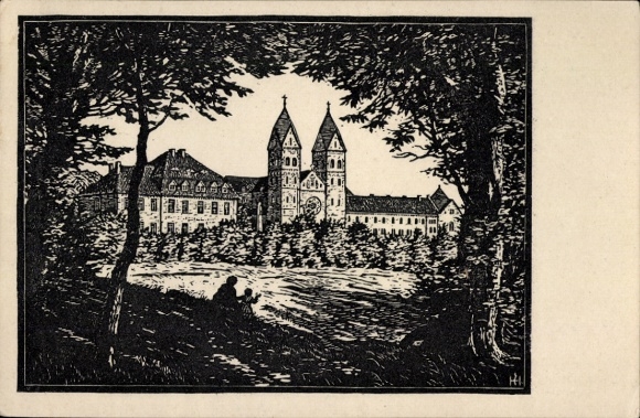 Künstler Ak Billerbeck in Westfalen, Benediktiner-Abtei St. Josef, Hotel Klosterhol