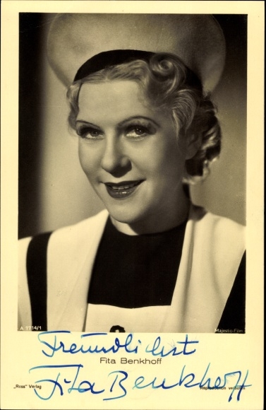 Postcard actress Fita Benkhoff, Ross A 1747/1, portrait, autograph