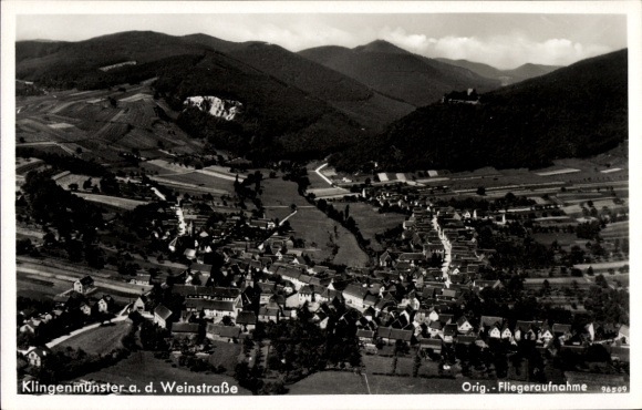Postcard Klingenmünster on the Wine Route Palatinate, aerial photograph