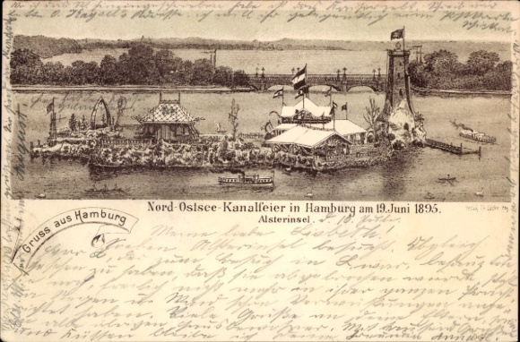 Vorläufer Ak Hamburg, Nord-Ostsee-Kanalfeier 1895, Alsterinsel