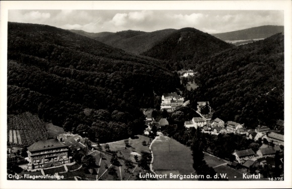 Postcard Bad Bergzabern on the Palatinate Wine Route, aerial photograph, Kurtal