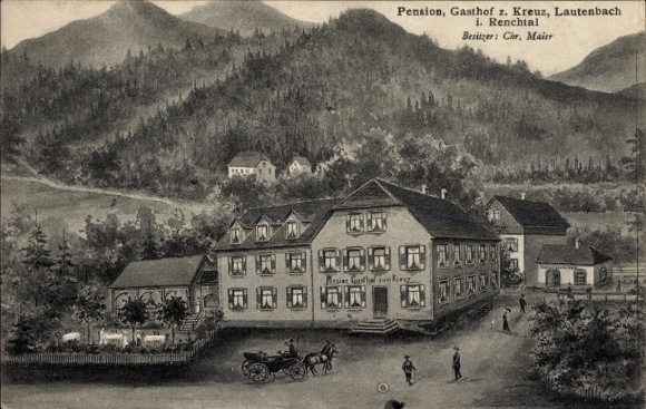 Postcard Lautenbach im Renchtal Black Forest, Gasthof zum Kreuz