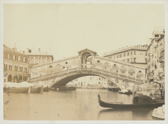 Foto Venezia Venetië Veneto, rond 1865, Rialtobrug, gondel