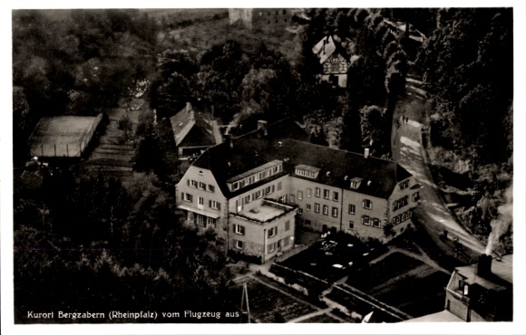 Postcard Bad Bergzabern Rhineland Palatinate, Evangelical Home Economics School Waldmühle, aerial photograph