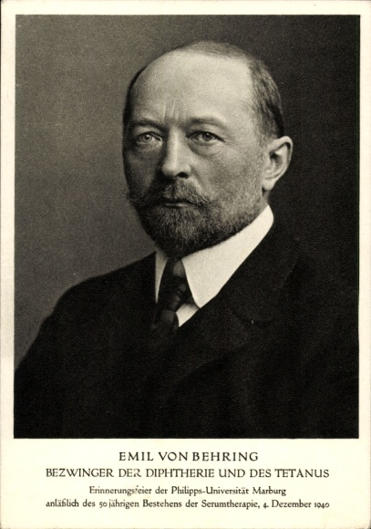 Postcard Marburg an der Lahn, Emil von Behring, conqueror of diphtheria and tetanus, commemoration