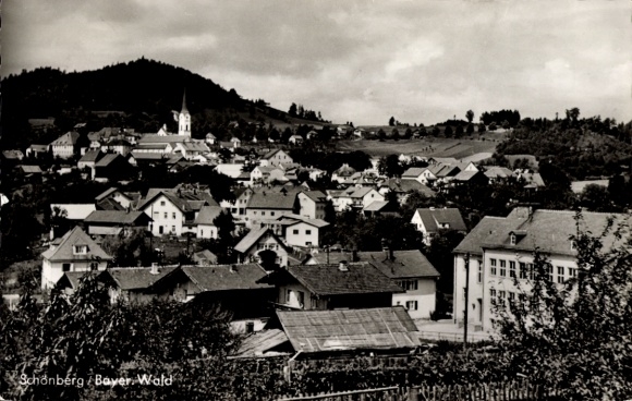Postcard Schönberg in the Bavarian Forest, view over the town