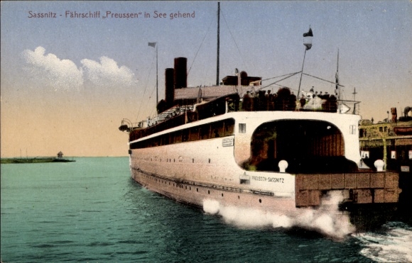 Ak Sassnitz auf Rügen, Sassnitz Fährschiff „Preussen“, Schiff in See gehend, S-SASSNITZ