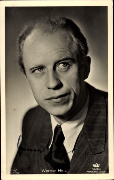 Ak Schauspieler Werner Hinz, Portrait, Ross 3318/1, Autogramm