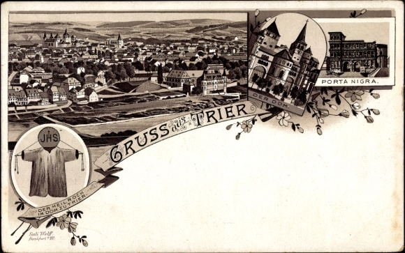 Chromo-Litho Trier on the Moselle, The Cathedral, Porta Nigra, The Holy Rock, Panorama