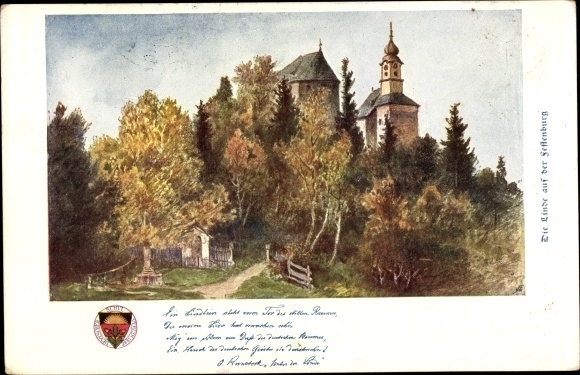 Postcard Krajková Gossengrün Region Karlovy Vary, The lime tree on the fortress castle