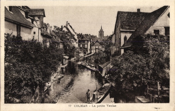 Ak Colmar Kolmar Elsass Haut Rhin, Kanalansicht, Häuser, Bäume,  La petite Venise