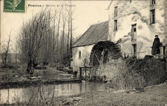 Ak Provins Seine et Marne, Wassermühle, Fluss, Baumreihe,  Architektur,  aus Frankreich