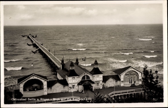 Ak Ostseebad Sellin auf Rügen, Seebrücke