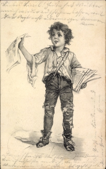 Künstler Ak Zeitungsverkäufer, Junge, Kinderportrait