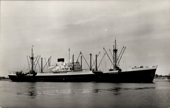 Postcard steamer MS Borneo of the Netherlands Steamship Company, cargo ship