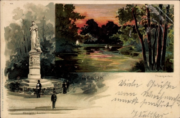 Litho Berlin Tiergarten, Königin Luise Denkmal