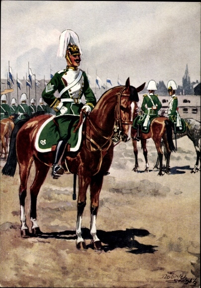 Kunstenaarskaart Döbrich Steglitz, 7e Chevaulegers Regiment Prins Alfons