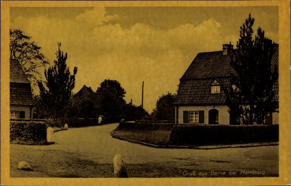 Ak Hamburg Wandsbek Farmsen Berne, straat, woongebouwen