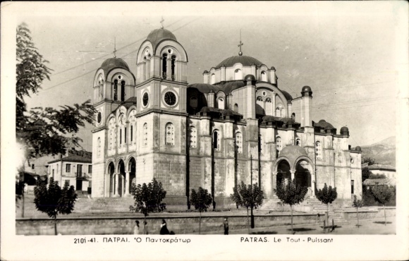 KP Patras Grecja, kościół, architektura, styl grecki, czarno-biały,
