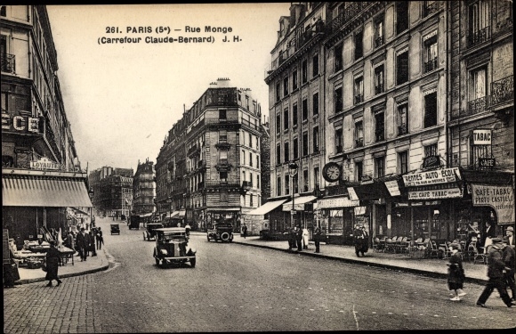 Postcard Paris V., Rue Monge, Carrefour Claude Bernard