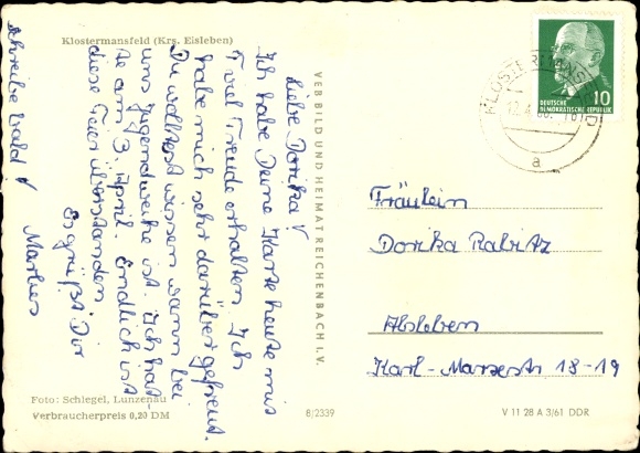 Postcard Klostermansfeld in Saxony Anhalt, view of the city, tower