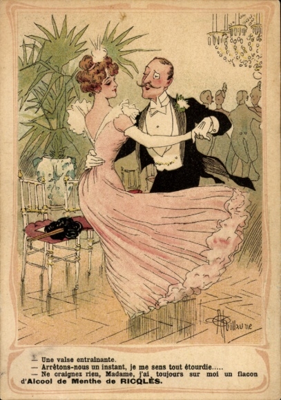 Artist Postcard Guillaume, Albert, advertising, Alcool de Menthe de Ricqoles