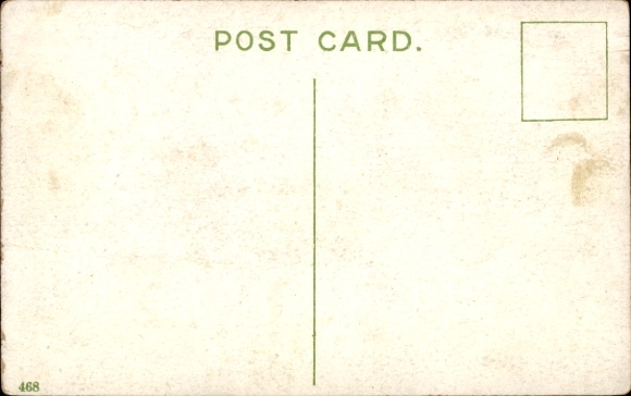 Postcard Fat woman looks out the window, boy waits for fly to sit on her butt