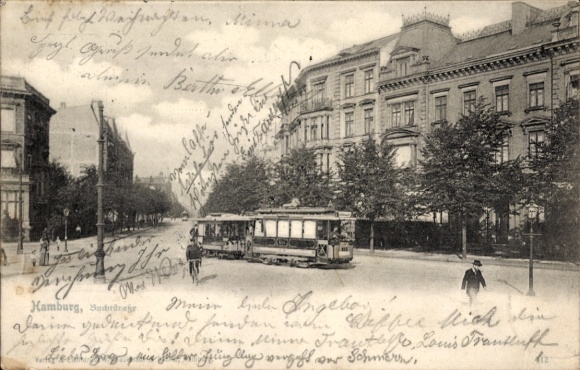Postcard Hamburg Hohenfelde, Buchtstraße, tram