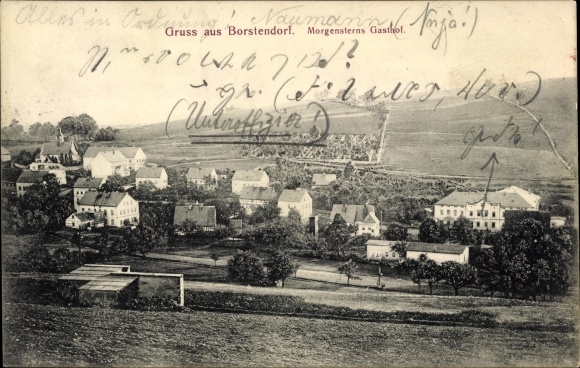 Postcard Borstendorf Grünhainichen Saxony, Panorama, Morgenstern Gasthof