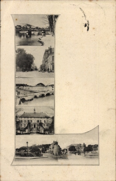 Letters Postcard Épinal Lorraine Vosges, partial views