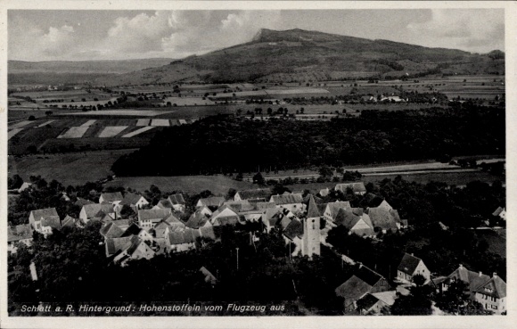 Postcard Schlatt am Randen Hilzingen im Hegau, aerial photograph, Hohenstoffeln