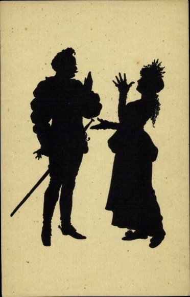 Paper cutting Postcard Konewka, Paul, Prince Heinrich and Poins
