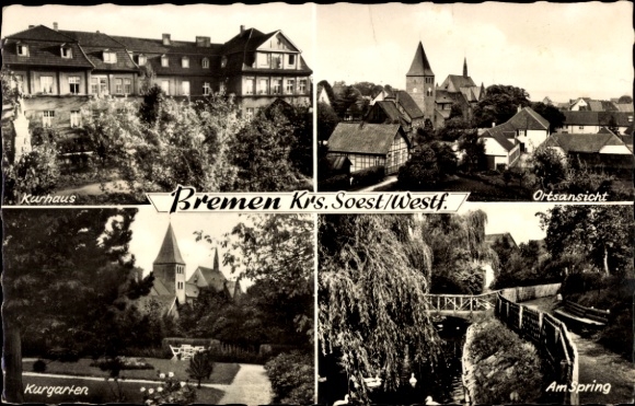 Ak Bremen Ense im Sauerland Westfalen, Kurhaus, Kurgarten, Am Spring, Teilansicht