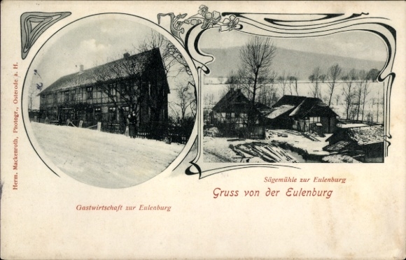 Ak Eulenburg Seesen am Harz, Gastwirtschaft zur Eulenburg, Sägemühle