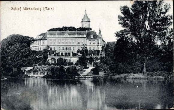 Ak Wiesenburg in der Mark, kasteel Wiesenburg, vijver, terrassen