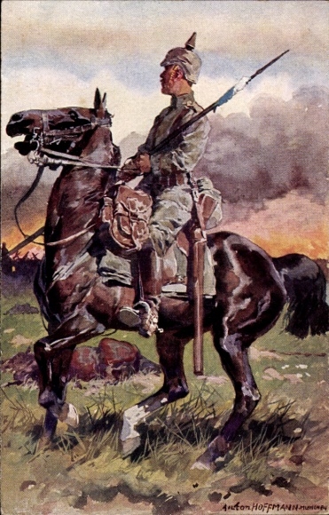 Artist Postcard Hoffmann, Anton, soldier on the battlefield, voluntary nursing in the war
