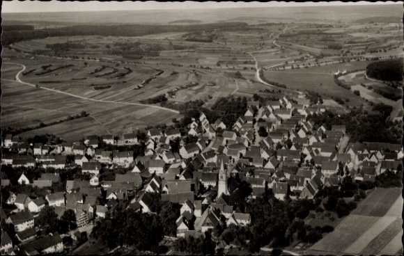 Postcard Gechingen in the Black Forest, aerial photograph