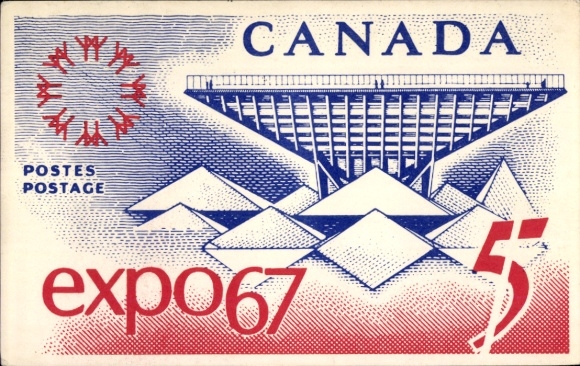 KP Montreal Québec Kanada, reprodukcja znaczka pamiątkowego, Pawilon Kanadyjski