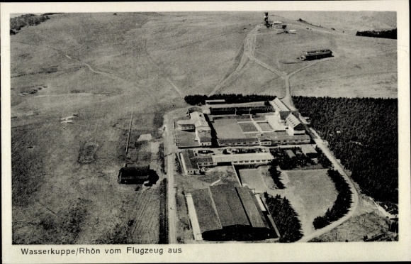 Postcard Gersfeld in the Rhön Hessen, Wasserkuppe, aerial photograph, building complex