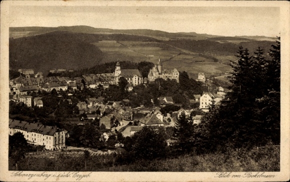Postcard Schwarzenberg in the Ore Mountains Saxony, Panorama