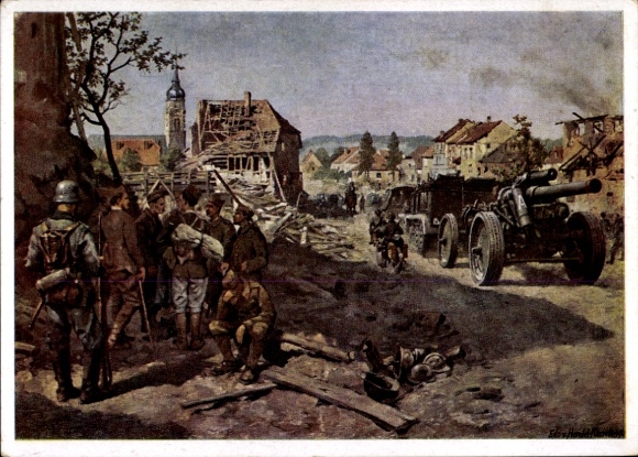 Künstler Ak Handel Manzetti, E. v., Vormarsch des XII. A. K. durch Johannes Rohrbach, HDK 369