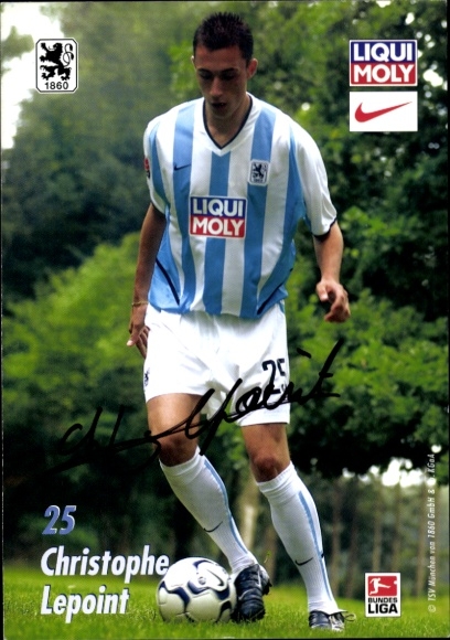 Autograph card footballer Christophe Lepoint, TSV 1860 Munich, autograph